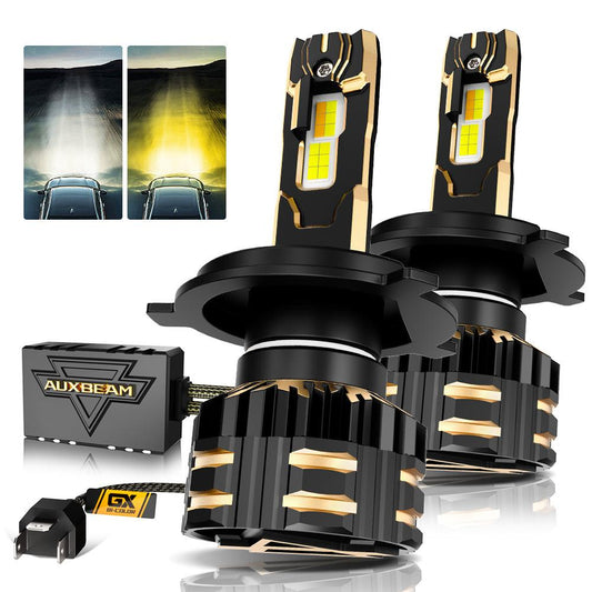Bombillas LED H4 para faros delanteros 110W 25000LM Serie bicolor GX Alta potencia y brillo Conmutación de doble color | 2 bombillas