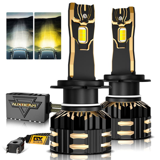Bombilla LED H7 Luces antiniebla/luces de cruce 110W 25000LM Serie bicolor GX Alta potencia y brillo Conmutación de doble color | 2 bombillas 