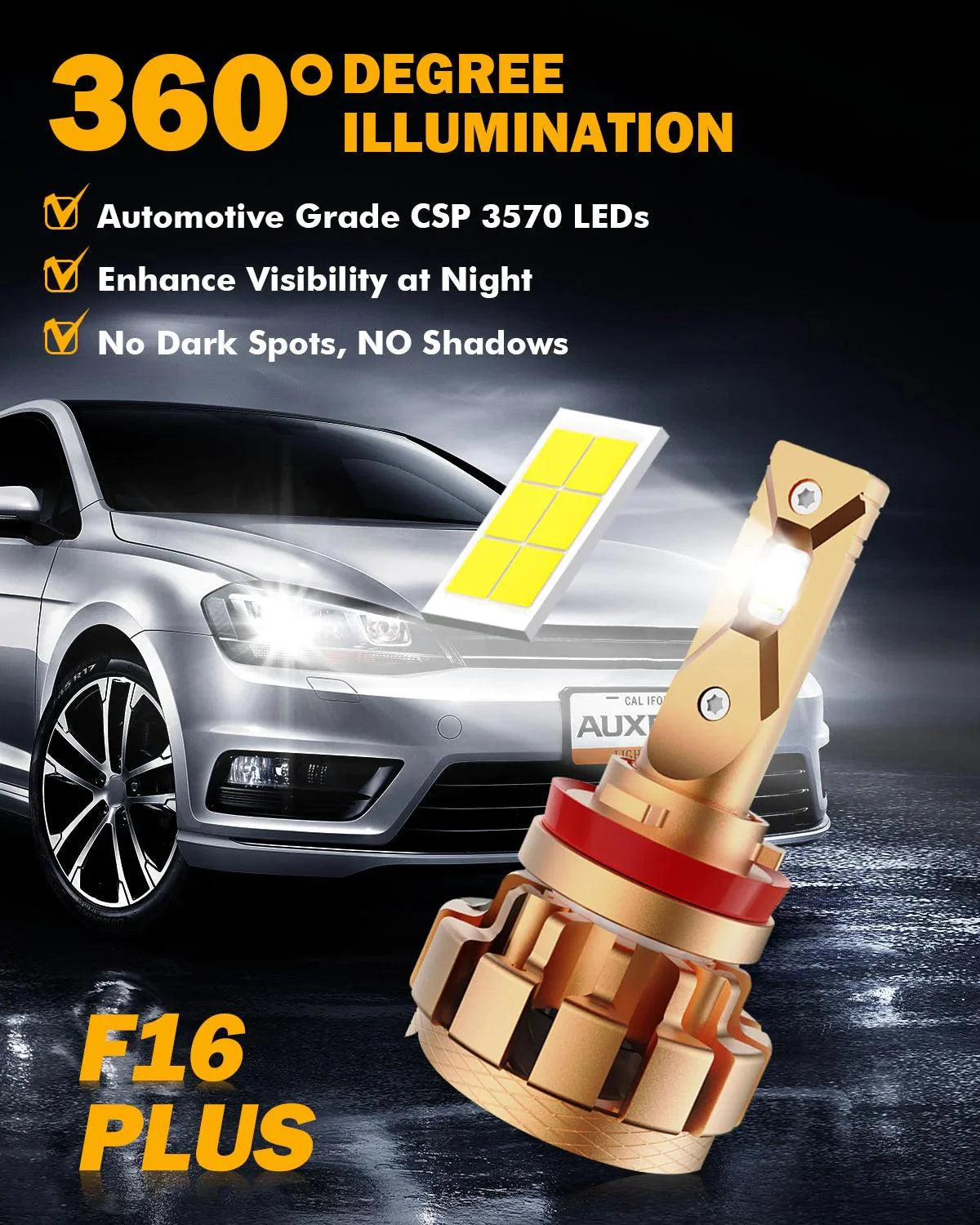 Bombillas LED para faros delanteros F-16 PLUS Series 18000LM 70W 6000K Blanco frío