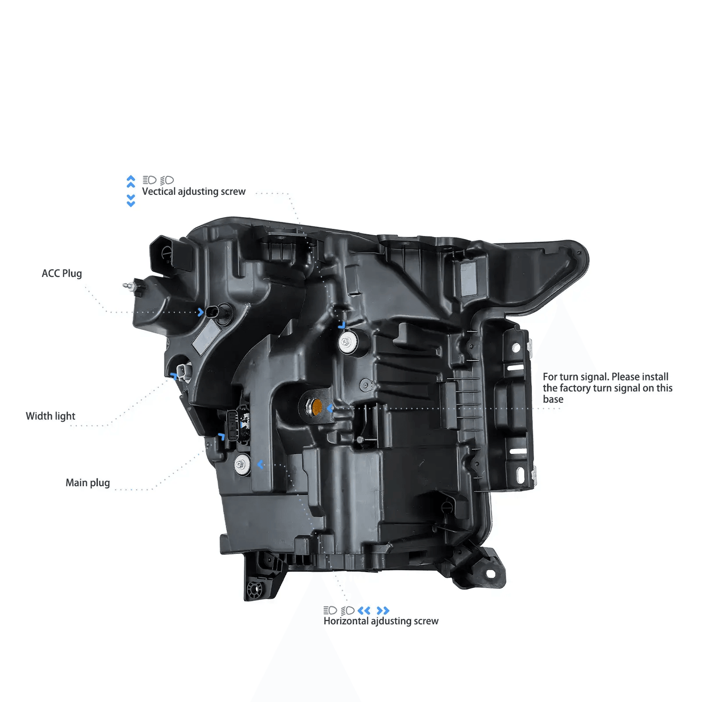 LED Headlight Assembly Reflection Bowl For 2021-2023 Ford F150 14th Gen Chrome