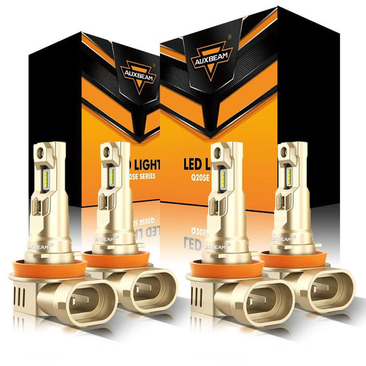 H11+H11 LED Headlight Bulbs 60W 16000LM Q20-SE Series 1:1 OEM Factory Size 6500K Cool White | 4 bulbs 