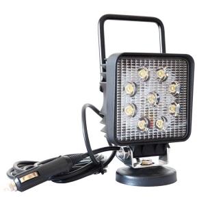 Phare de travail carr￩ 9 leds magn￩tique