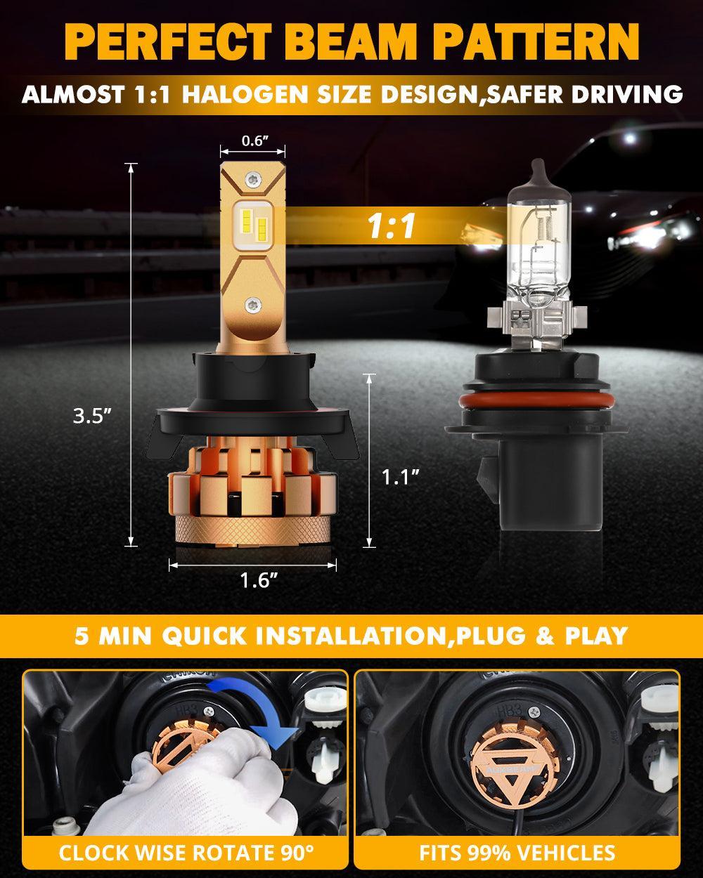 H13 LED Headlight Bulbs 70W 18000LM F-16 Plus Series Brightest 6000K Cool White | 2 bulbs