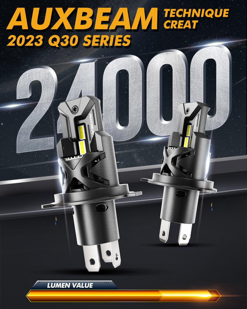 Bombilla de faro LED H4 HS1 serie Q30, haz doble inalámbrico alto y bajo más brillante para motocicleta, coche, camión, ATV, UTV, moto de nieve | 2 bombillas 