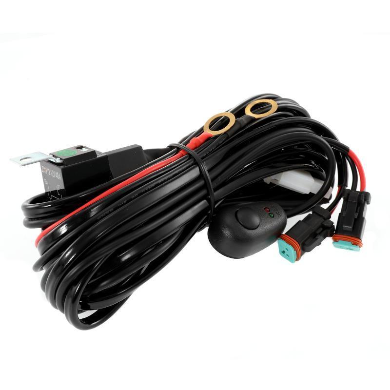 (2 Leads 16AWG) DT Connector LED Light Bar Wiring Harness Kit with Fuse 12V 40A Relay ON/OFF Switch 