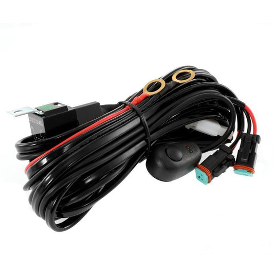 (2 Leads 16AWG) DT Connector LED Light Bar Wiring Harness Kit with Fuse 12V 40A Relay ON/OFF Switch 