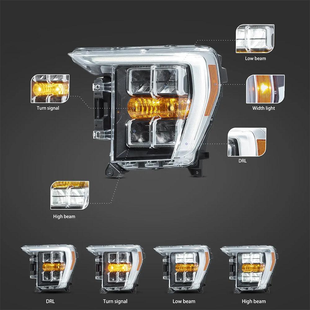 LED Headlight Assembly Reflection Bowl For 2021-2023 Ford F150 14th Gen Chrome