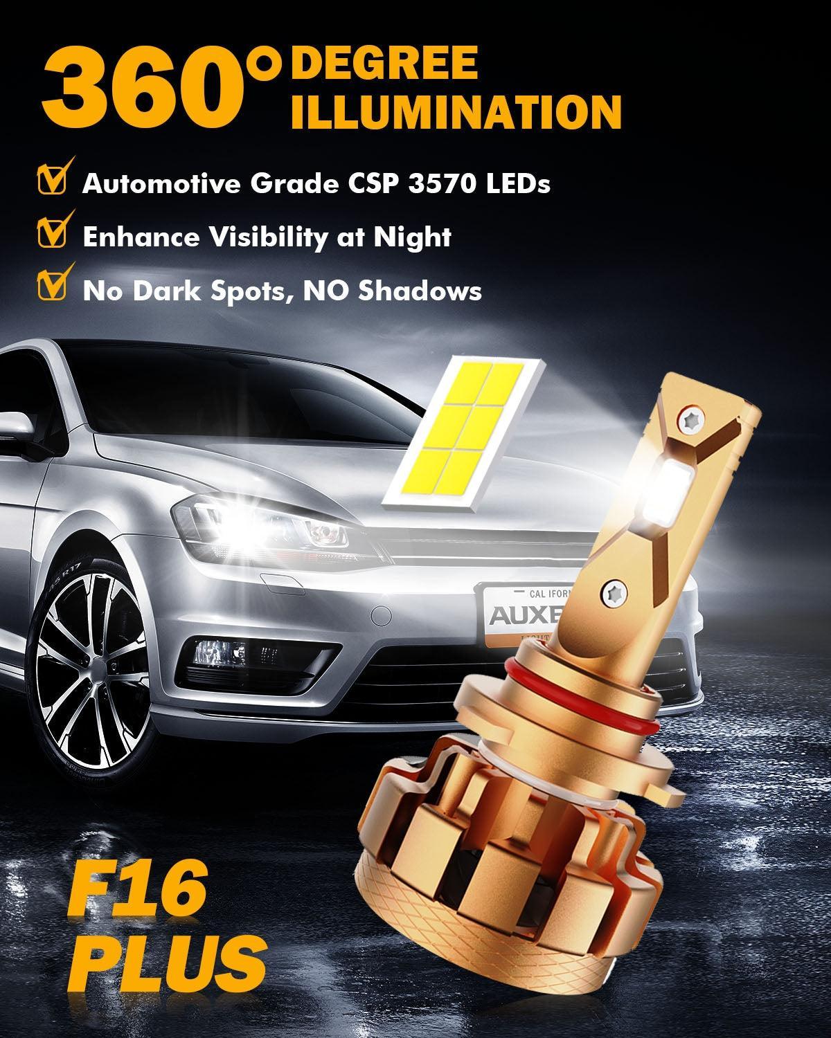 9005 Bombillas LED para faros delanteros 70W 18000LM Serie F-16 Plus Más brillante 6000K Blanco frío | 2 bombillas 
