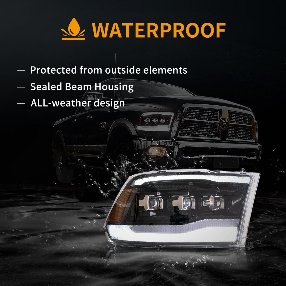 LED Headlight Assembly Matrix Projector Black For 2009-2018 Dodge Ram 4th Gen 1500 2500 3500