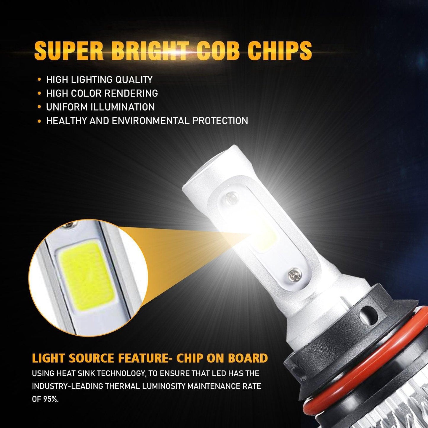 Bombillas de faros LED 9004/HB1 72W 8000ML Serie S2 Super Brightes COB 6500K Blanco frío | 2 bombillas 