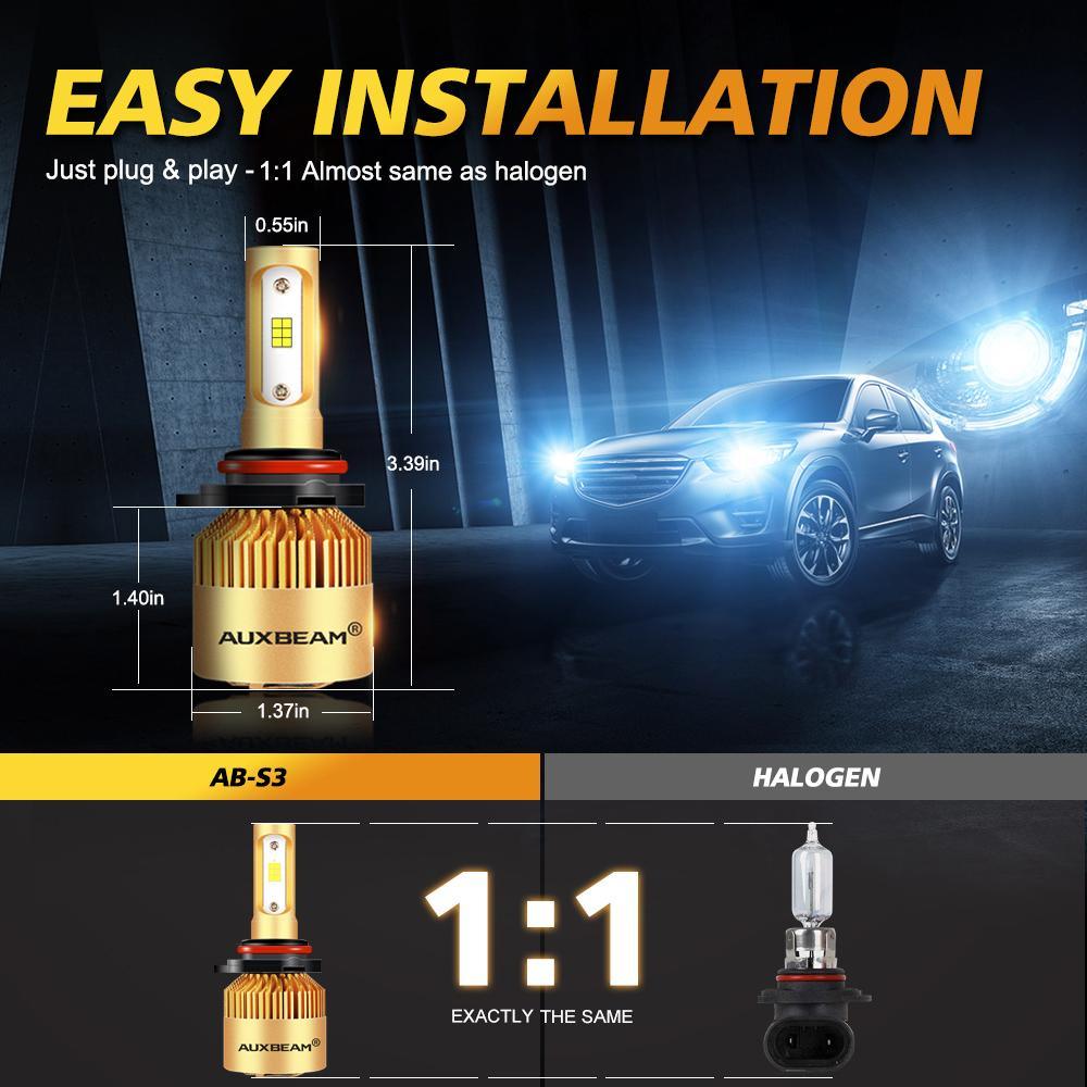 9005+9006 Bombillas LED para faros delanteros 72W 8000LM Serie S3 Enfriamiento por ventilador 6500K Blanco frío | 4 bombillas 