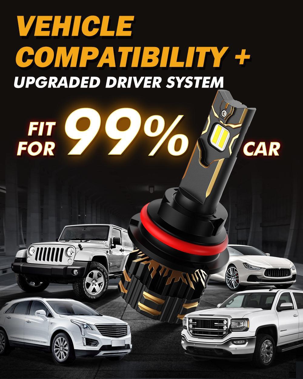 Bombillas LED para faros delanteros Volkswagen Jetta 9007/HB5 2000-2004, nueva serie GX, 25000 lm, 120 W, 6500 K, blanco frío.