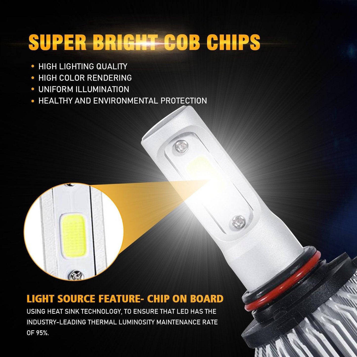 9005 Bombillas LED para faros delanteros 72W 8000LM Serie S2 COB súper brillante 6500K Blanco frío | 2 bombillas 