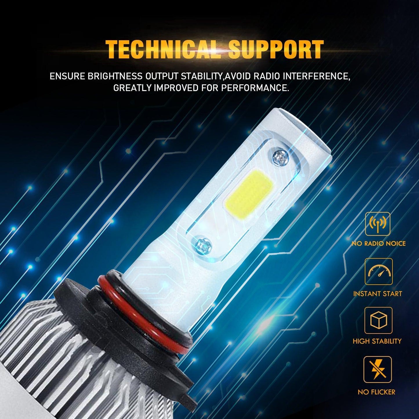 9005+9006 Bombillas de faros LED 72W 8000ML Serie S2 COB súper brillante 6500K Blanco frío | 4 bombillas 
