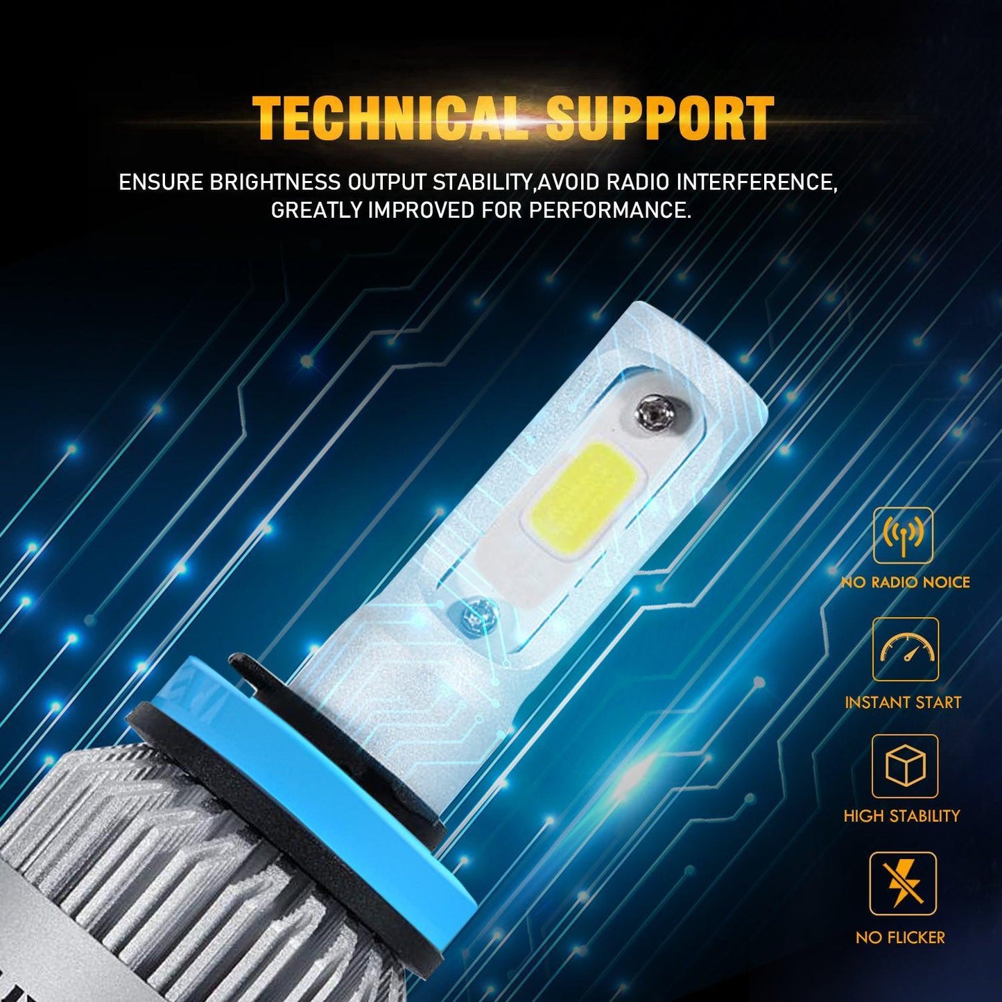Bombillas LED para faros delanteros 9005+H11 72W 8000ML Serie S2 COB súper brillante 6500K Blanco frío | 4 bombillas 