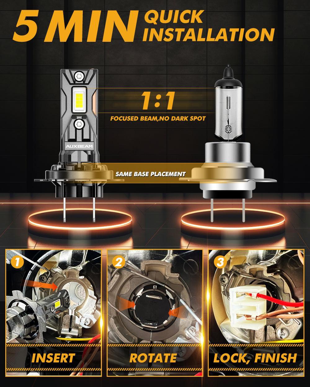 🆕Bombillas LED para faros delanteros H7 Serie Q40 Brillo ultraalto 80W 22000LM 6500K Blanco frío | 2 bombillas 
