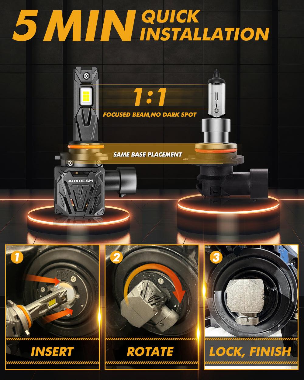 🆕9005+H11 Bombillas LED para faros delanteros Serie Q40 Brillo ultraalto 120W 30000LM 6500K Blanco frío | 4 bombillas 
