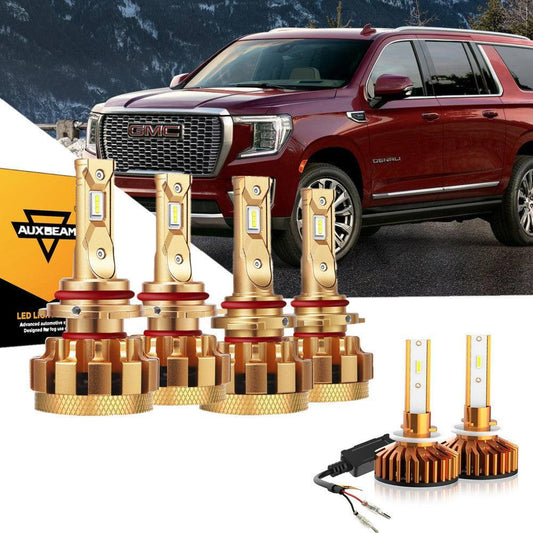 For 2002-2006 GMC Yukon(Denali) F-16 Plus Series Built-in Canbus Automotive Grade 14000LM LED Light Bulbs High Low Beam Bundle