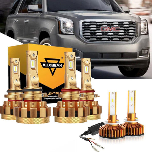 For 2002-2006 GMC Yukon XL 1500(SLE) F-16 Plus Series Built-in Canbus Automotive Grade 14000LM LED Light Bulbs High Low Beam Bundle