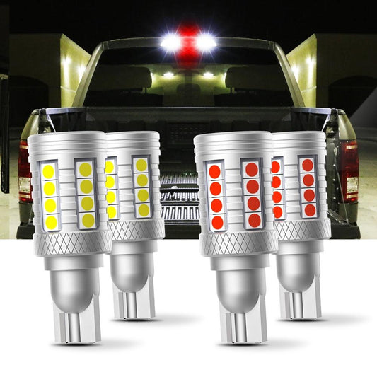 921 912 LED Bulbs Cargo Light High Mount Stop 3rd Brake Light Combo, White & Strobe Red Kit | 4 Bulbs
