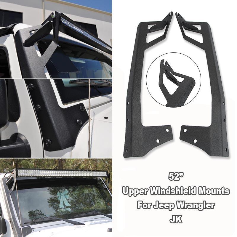 52" 5D-PRO Light Bar&Windshield Mounting Brackets For Jeep Wrangler JK 2007~2017