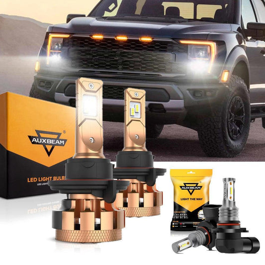 For FORD F150 F250 F350 F-16 Plus Series H13 Built-in Canbus Automotive Grade 14000LM LED Light Bulbs High Low Beam Bundle