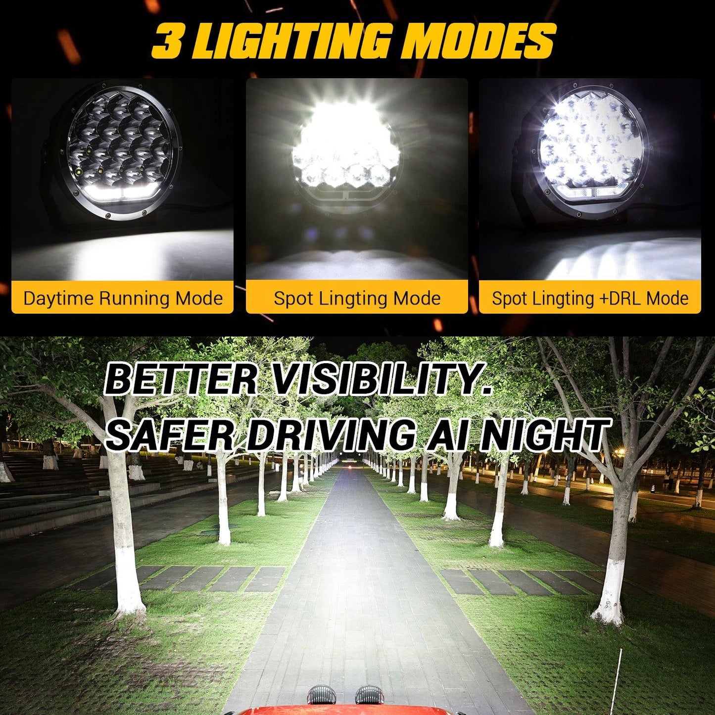 (2pcs/set) 7 Inch 178W Round Off road light Spot Beam LED Driving Lights 