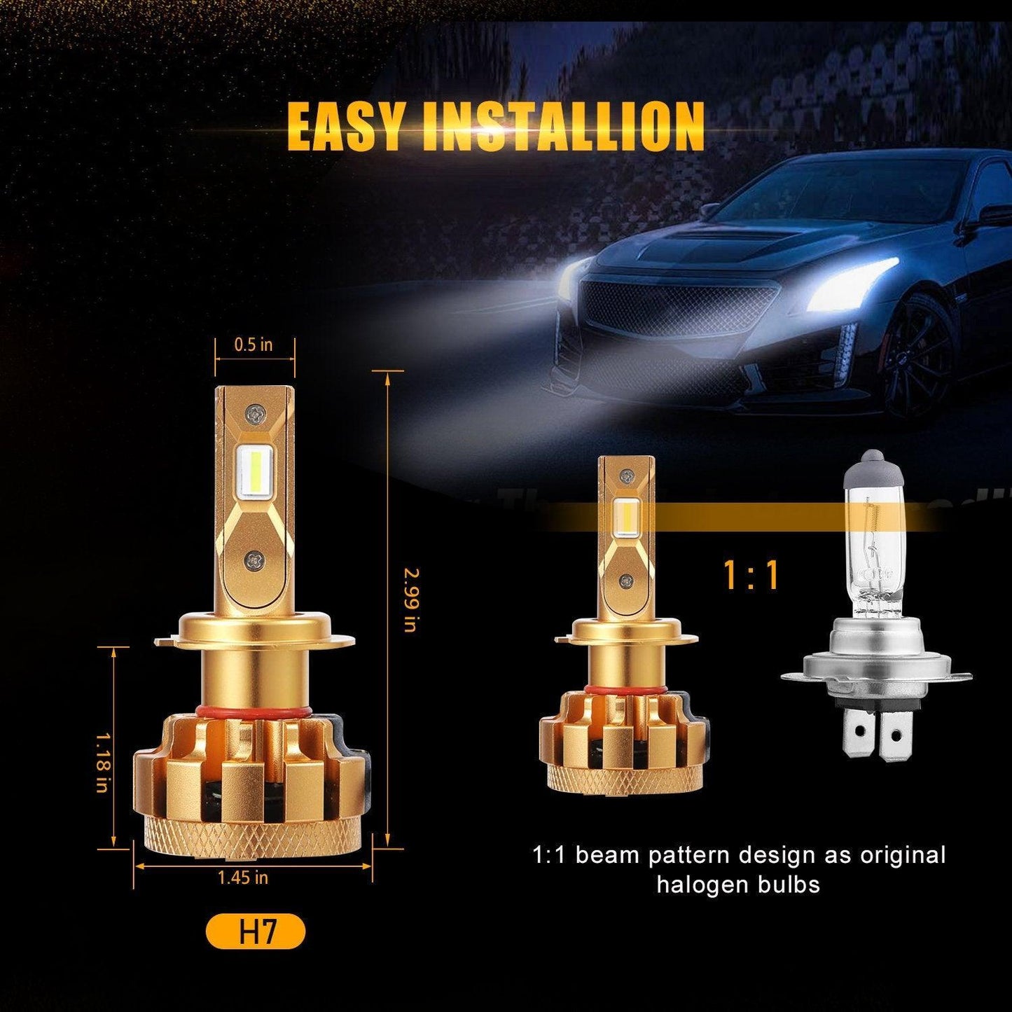 2018-2019 Volkswagen Golf F-16 Plus Series Bombillas LED combinadas de haz alto/haz bajo/luz antiniebla de grado automotriz 28000LM