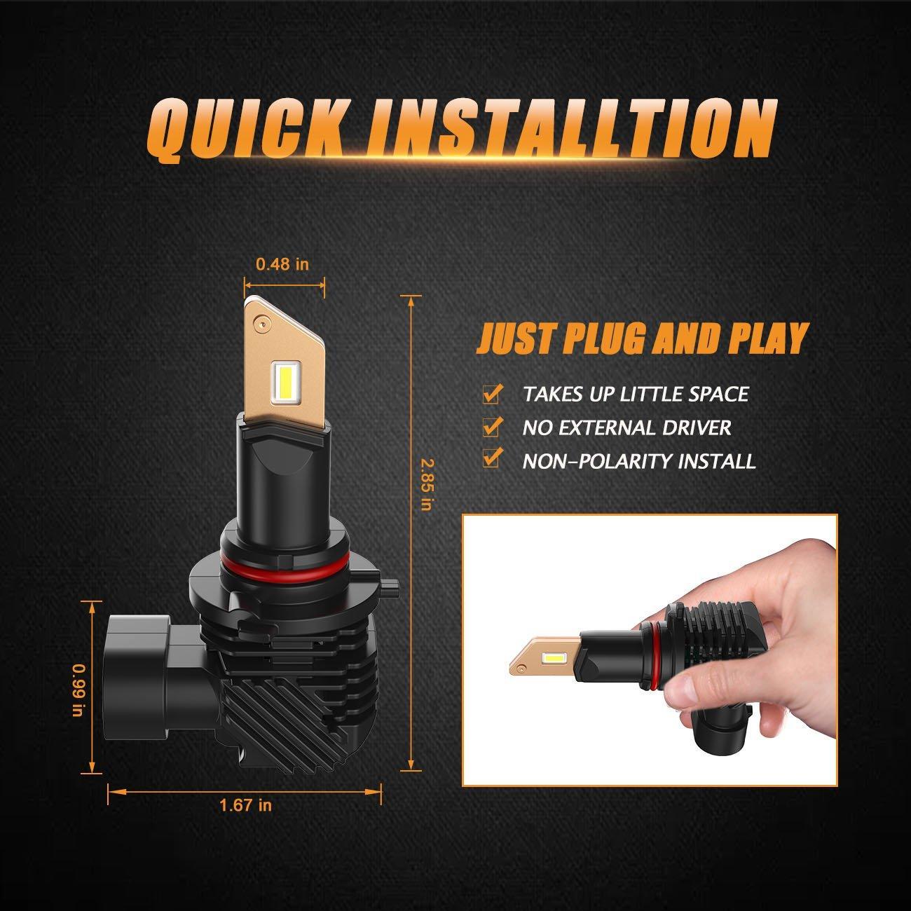 Q10 Series High beam/Low beam/Fog light Combo Led Light bulbs Fanless&amp;Wireless 1:1 Halogen Size 6500K