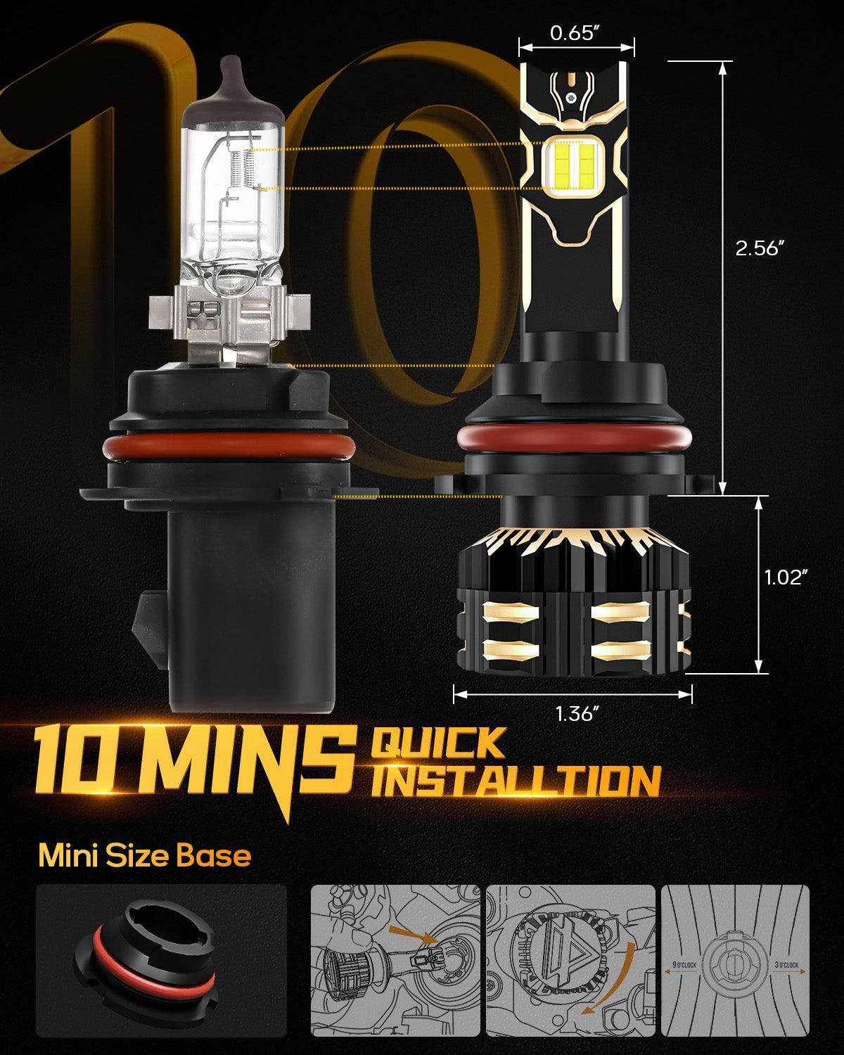 Bombillas LED para faros delanteros Volkswagen Jetta 9007/HB5 2000-2004, nueva serie GX, 25000 lm, 120 W, 6500 K, blanco frío.