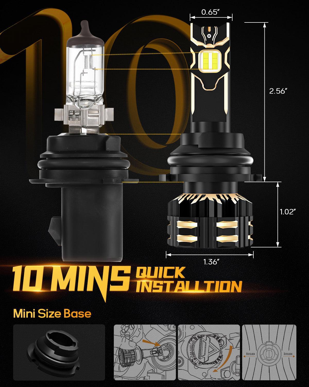 Bombillas LED para faros delanteros 9004/HB1 120W 25000ML Serie GX Brigtest 6500K Blanco frío | 2 bulos 