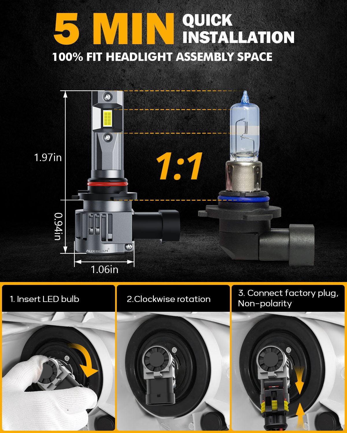 Bombillas halógenas 1:1 tamaño Q20 serie 22000LM 90W LED para faros delanteros 6500K blanco frío