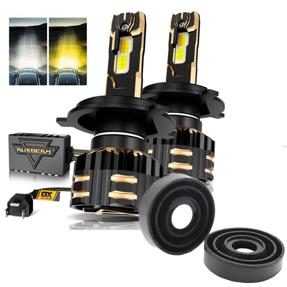Bombillas LED H4 para faros delanteros 110W 25000LM Serie bicolor GX Alta potencia y brillo Conmutación de doble color | 2 bombillas