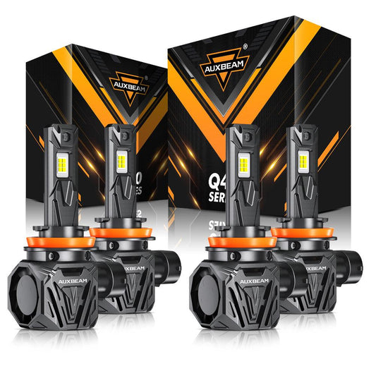 🆕Bombillas LED H11+H11 Serie Q40 Brillo ultraalto 120W 30000LM 6500K Blanco frío | 4 bombillas