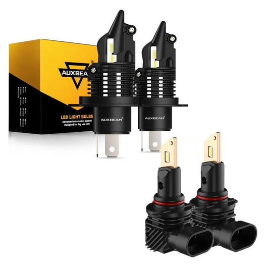 For 2005-2011 Toyota Tacoma H4/9003 Q10 Series Fanless&amp;Wireless 1:1 Halogen Size 6500K LED Light Bulbs High Low Beam Bundle 
