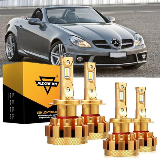 For 2009-2016 Mercedes-Benz SLK300 with Halogen Headlamps F-16 Plus Series Built-in Canbus LED Light Bulbs High Low Beam Bundle