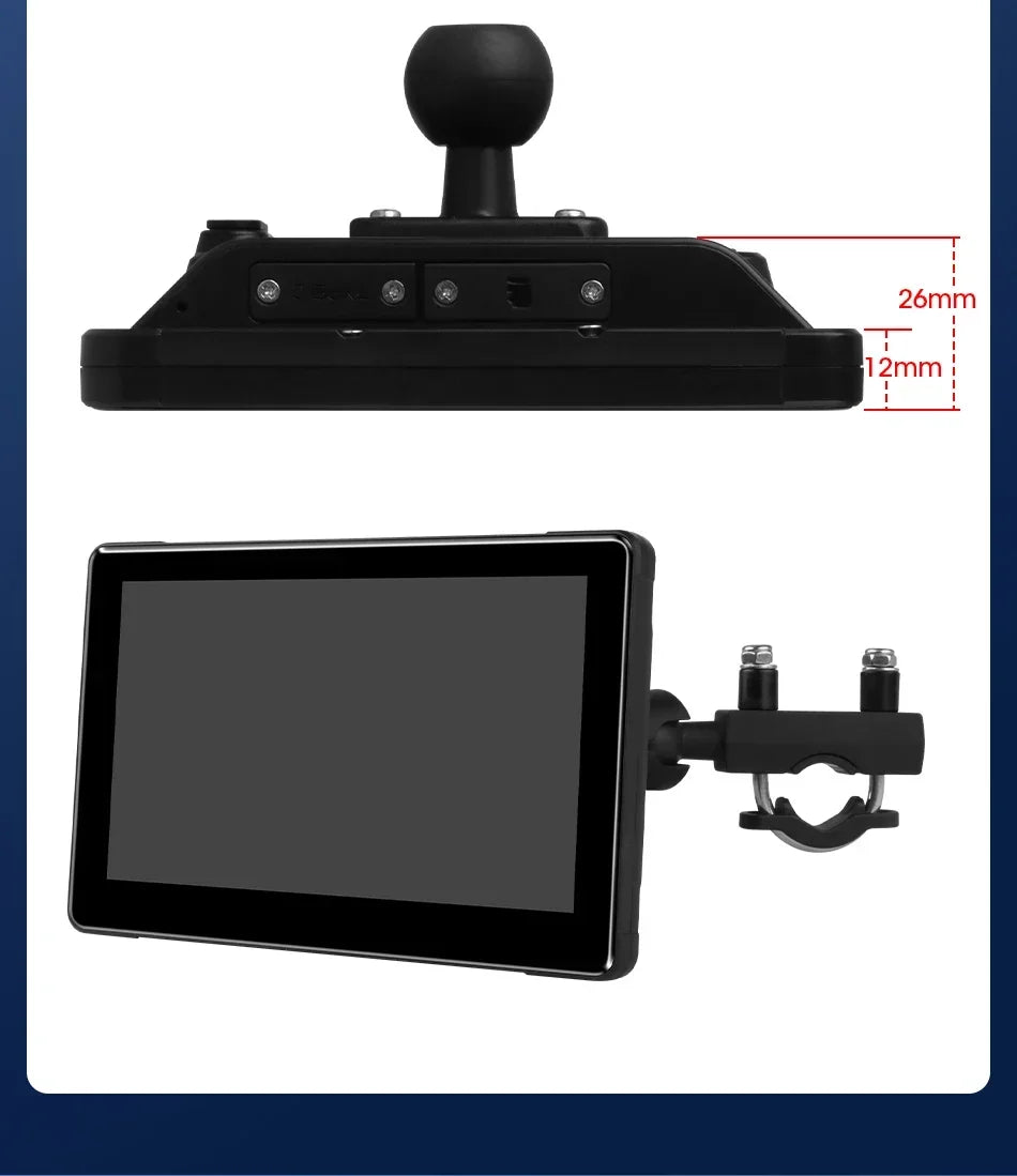 Develuck 5/6.86/7" Navigation Motorcycle Waterproof Carplay Display Screen Portable Motorcycle DVR Wireless Android Auto Monitor