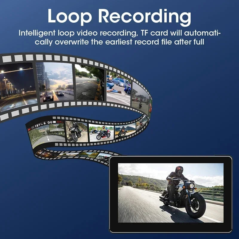 Develuck 5/6.86/7" Navigation Motorcycle Waterproof Carplay Display Screen Portable Motorcycle DVR Wireless Android Auto Monitor