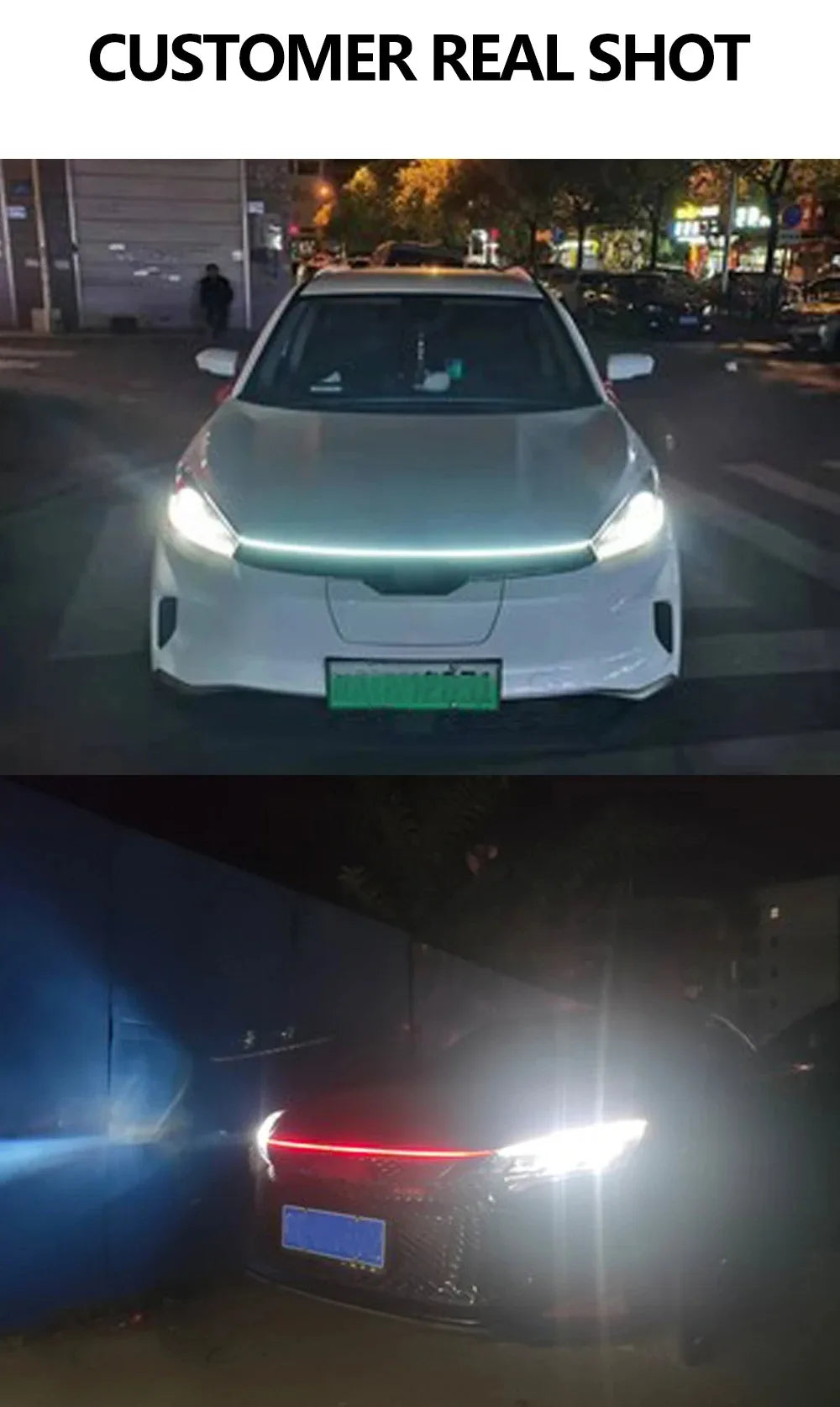 LED Daytime Running Light Scan Starting Car Hood Decorative Lights DRL Auto Engine Hood Guide Decorative Ambient Lamp 12V