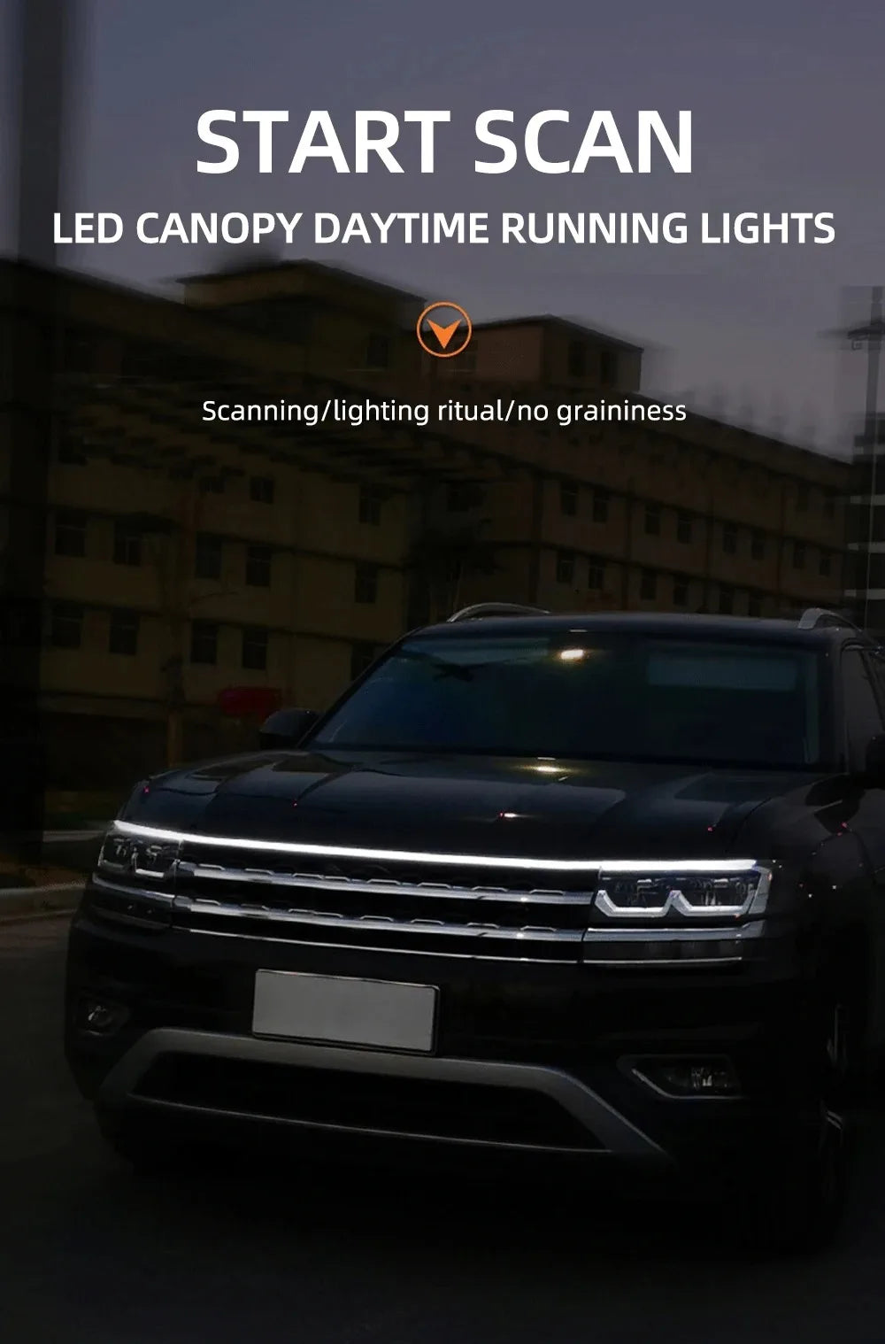 LED Daytime Running Light Scan Starting Car Hood Decorative Lights DRL Auto Engine Hood Guide Decorative Ambient Lamp 12V