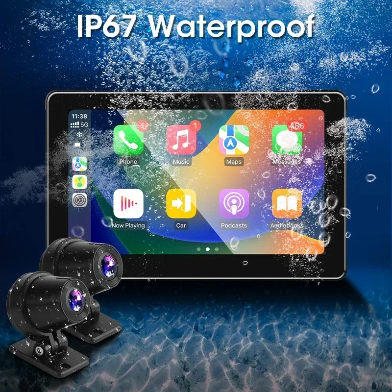Develuck 5/6.86/7" Navigation Motorcycle Waterproof Carplay Display Screen Portable Motorcycle DVR Wireless Android Auto Monitor