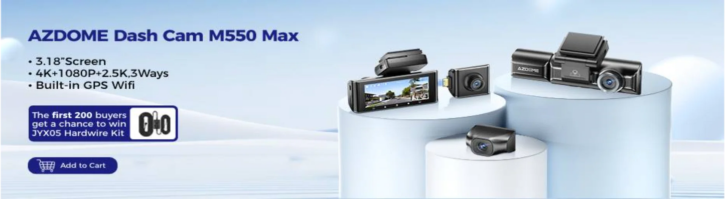 AZDOME Dash Cam M300S 4K 1080P Dual Dash Car Camera Built-in 5.8GHz WiFi GPS Car DVR 24H Parking Mode Night Vision Black Box