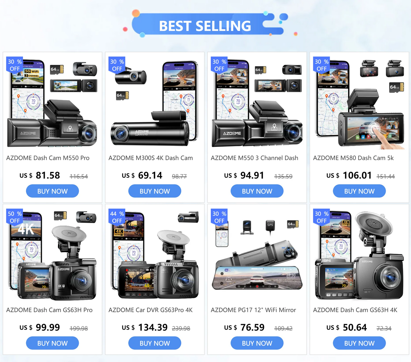 AZDOME Dash Cam M300S 4K 1080P Dual Dash Car Camera Built-in 5.8GHz WiFi GPS Car DVR 24H Parking Mode Night Vision Black Box