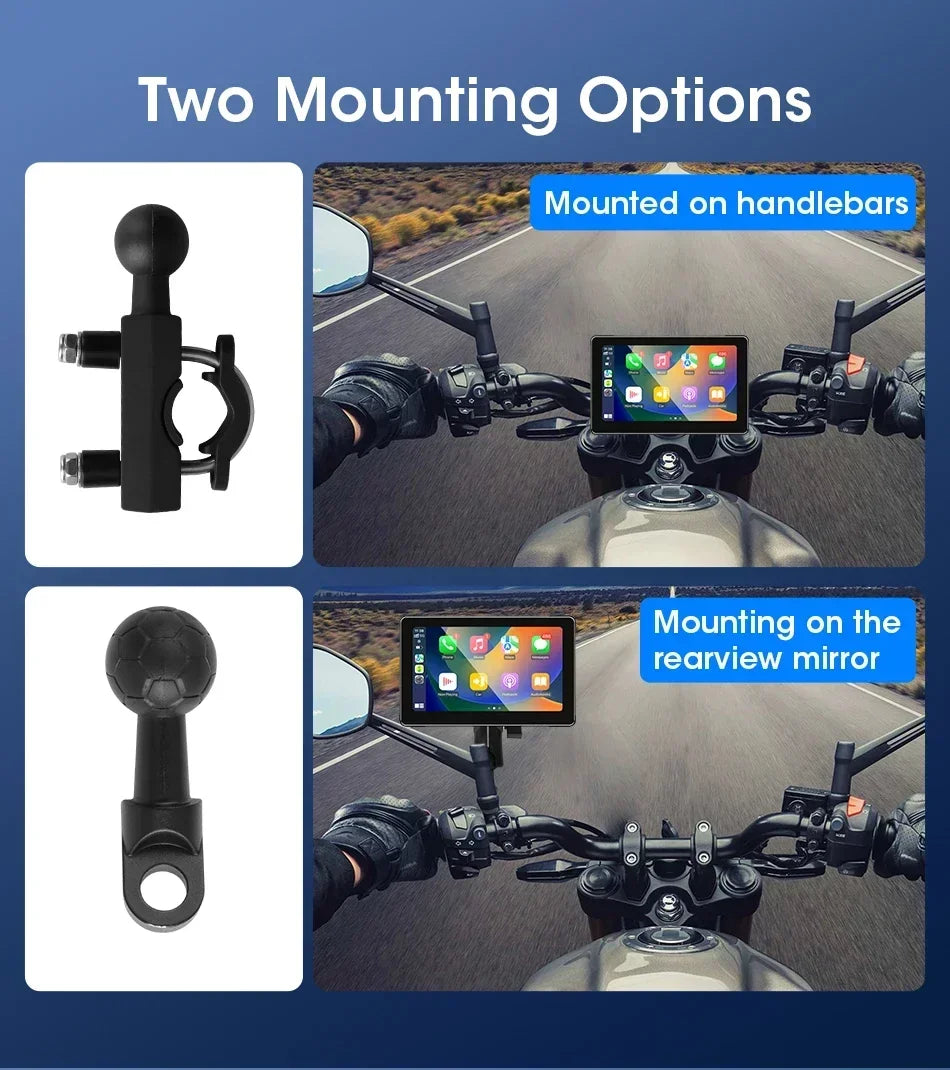 Develuck 5/6.86/7" Navigation Motorcycle Waterproof Carplay Display Screen Portable Motorcycle DVR Wireless Android Auto Monitor