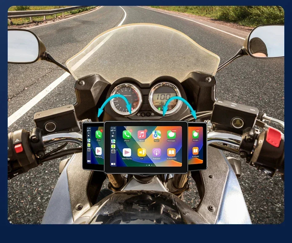 Develuck 5/6.86/7" Navigation Motorcycle Waterproof Carplay Display Screen Portable Motorcycle DVR Wireless Android Auto Monitor