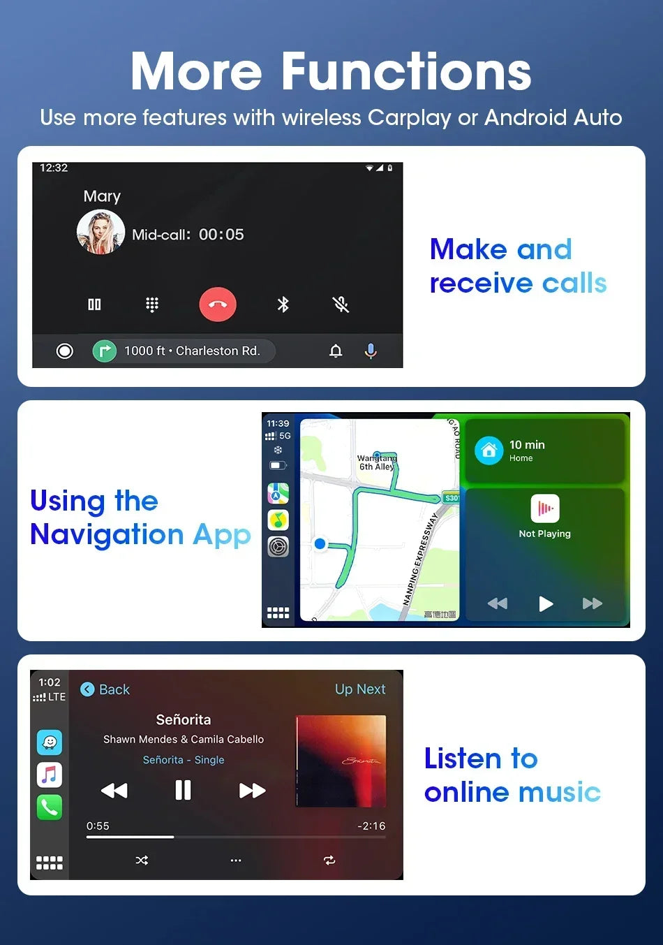 Develuck 5/6.86/7" Navigation Motorcycle Waterproof Carplay Display Screen Portable Motorcycle DVR Wireless Android Auto Monitor
