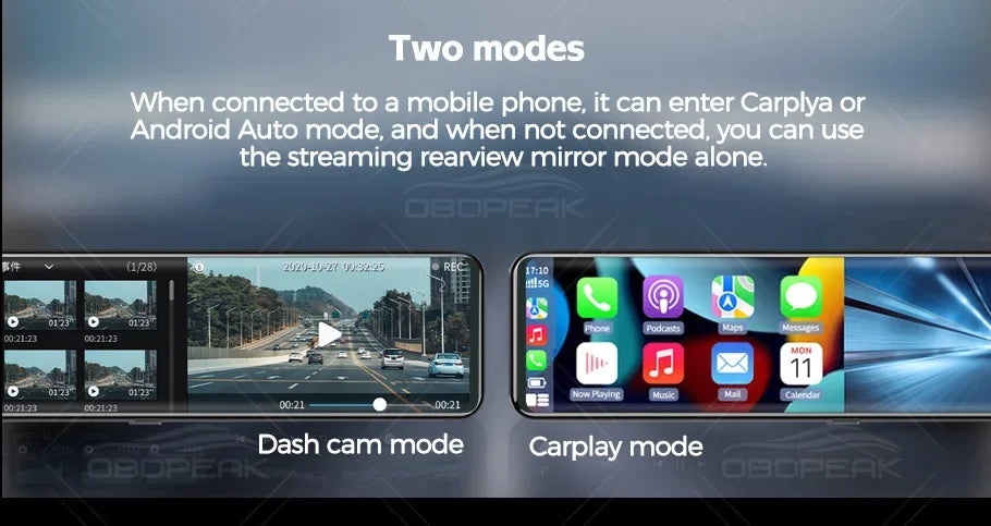 K4 11.26 Inch Carplay & Android Auto 4K 2160P Wifi Dash Cam Rearview Mirror Car DVR GPS Navigation Video Recorder Dual Lens