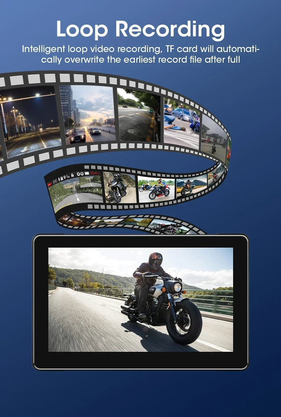 Develuck 5/6.86/7" Navigation Motorcycle Waterproof Carplay Display Screen Portable Motorcycle DVR Wireless Android Auto Monitor