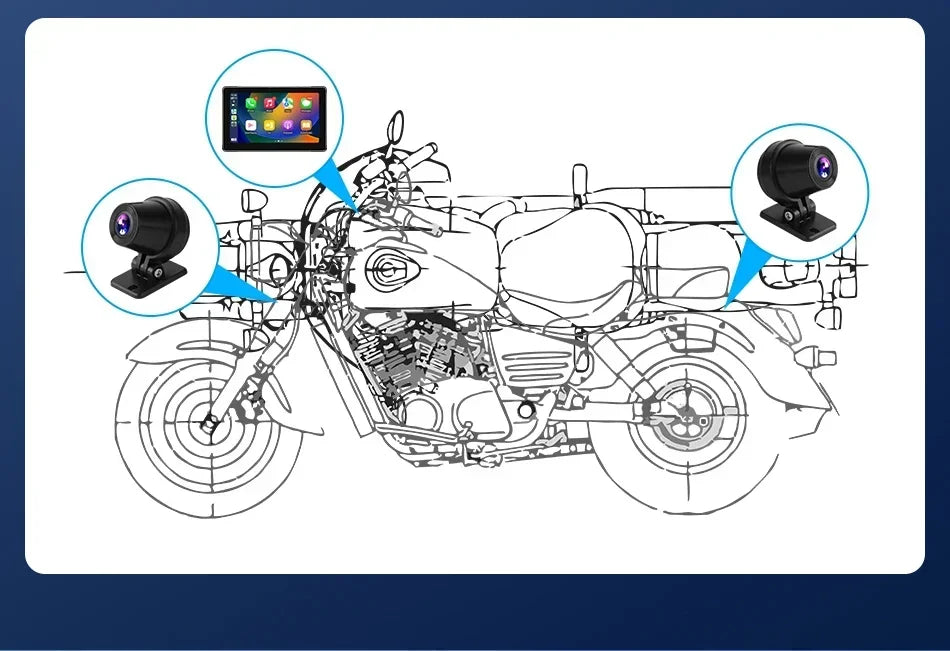 Develuck 5/6.86/7" Navigation Motorcycle Waterproof Carplay Display Screen Portable Motorcycle DVR Wireless Android Auto Monitor