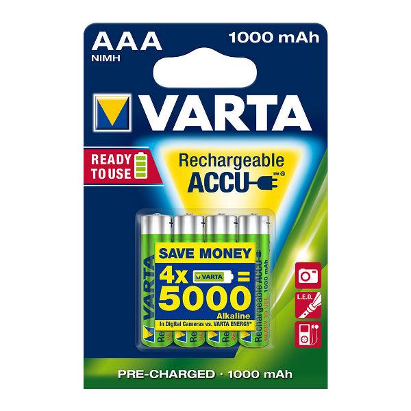 Rechargeable AAA battery VARTA Accu, 1000 mAh, 4 pcs - SPEED LIGHT